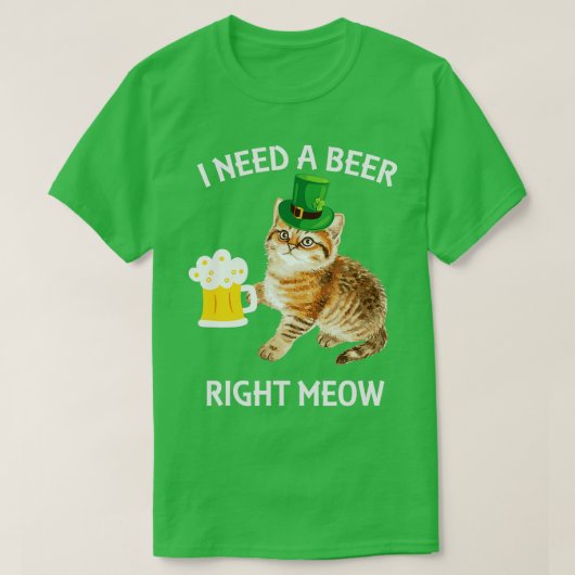 Irish Beer Cat St Patricks Day Drink cadeau T-shirt (Design voorkant)
