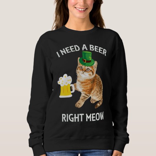 Irish Beer Cat T St Patricks Day Drink Trui (Voorkant)