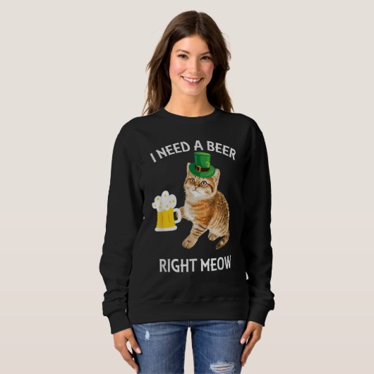 Irish Beer Cat TShirt St Patricks Day Drinking (Voorkant volledig)
