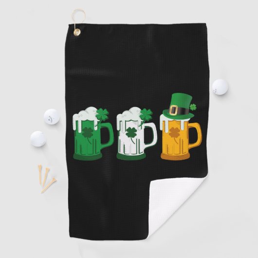 Irish Beer Ireland Flag St Patricks Day Leprechaun Golfhanddoek (Insitu)