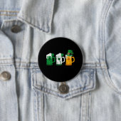 Irish Beer Ireland Flag St Patricks Day Leprechaun Ronde Button 7,6 Cm (In situ)