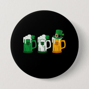 Irish Beer Ireland Flag St Patricks Day Leprechaun Ronde Button 7,6 Cm