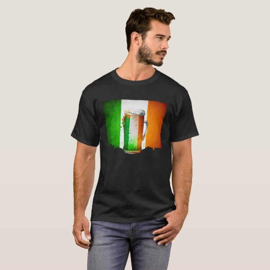 Irish Beer Ireland Flag St Patricks Day Shamrock D T-shirt (Voorkant volledig)