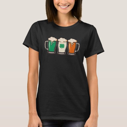 Irish Beer Ireland Flag St Patricks Day Shamrock D T-shirt (Voorkant)