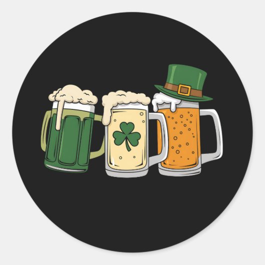 Irish Beer Ireland Flag St Patrick's Day Shamrock Ronde Sticker (Voorkant)