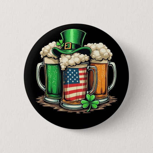 Irish Beer Ireland St Patricks Day Drink feest Ronde Button 5,7 Cm (Voorkant)