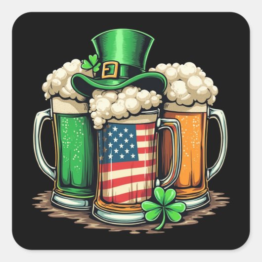 Irish Beer Ireland St Patricks Day Drink feest Vierkante Sticker (Voorkant)