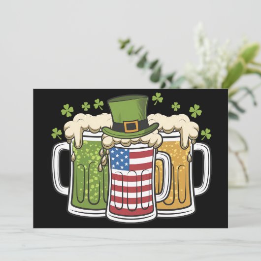 Irish Beer Ireland USA Amerikaanse vlag St Patrick Kaart (Staand voorkant)