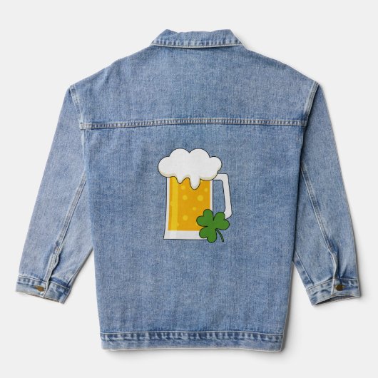 Irish Beer Mok met Shamrock Clover Denim Jacket (Achterkant)