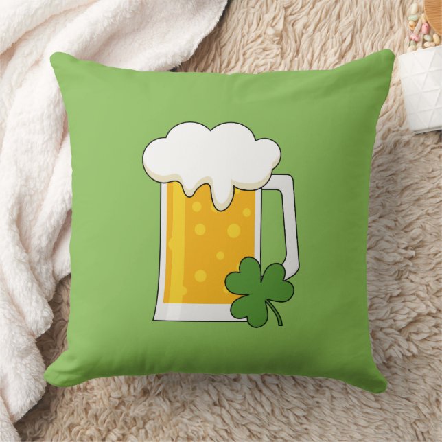 Irish Beer Mok met Shamrock Clover Kussen (Deken)