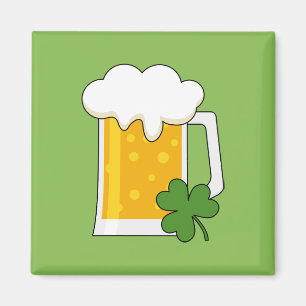 Irish Beer Mok met Shamrock Clover Magneet