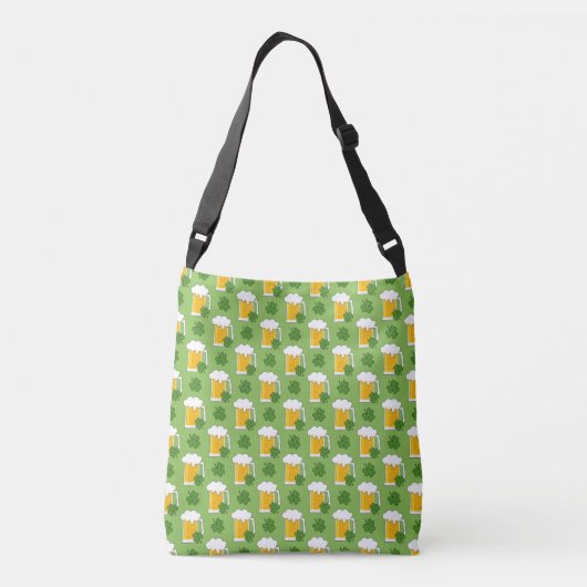 Irish Beer Mok met Shamrock Clover Pattern Crossbody Tas (Achterkant)