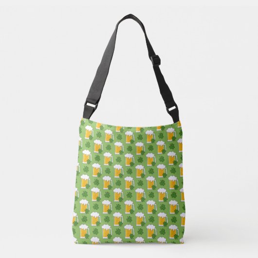 Irish Beer Mok met Shamrock Clover Pattern Crossbody Tas (Voorkant)