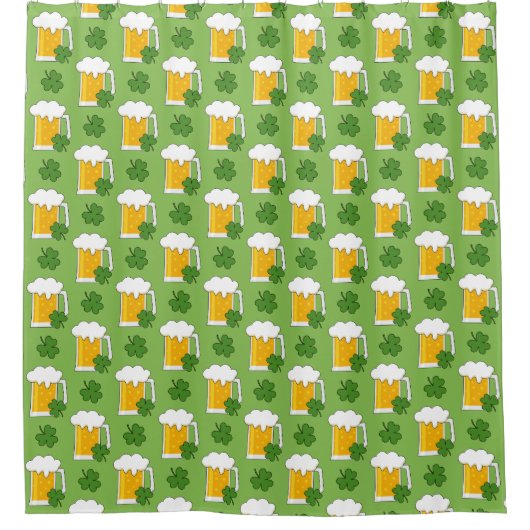 Irish Beer Mok met Shamrock Clover Pattern Douchegordijn (Voorkant)