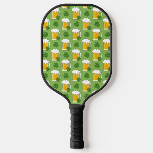 Irish Beer Mok met Shamrock Clover Pattern Pickleball Paddle (Voorkant)