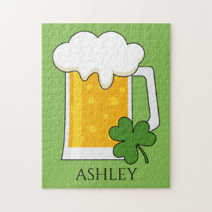 Irish Beer Mok met Shamrock Clover   personalisere Legpuzzel