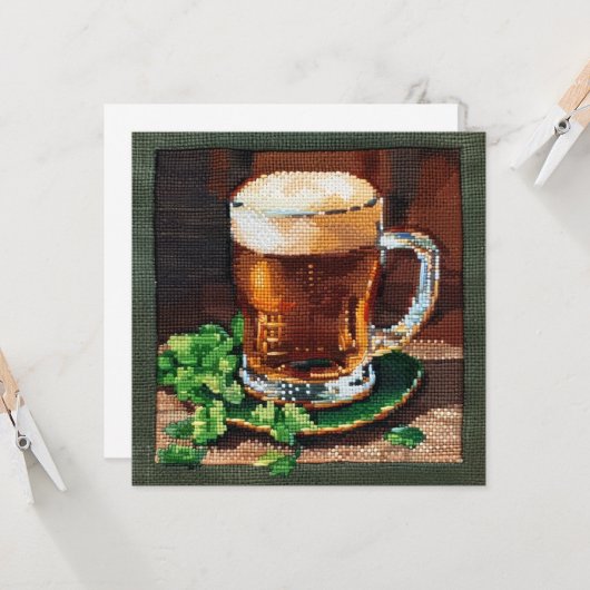 Irish beer needlepoint kaart (Voorkant / Achterkant in situ)