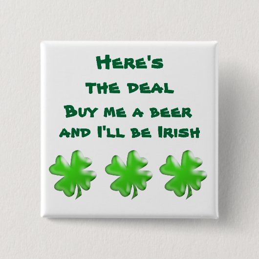 Irish Beer Shamrock Button (Voorkant)