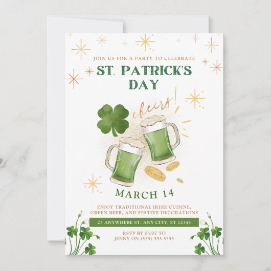 Irish Beers & Cheer St. Patrick's Day Party Kaart (Voorkant)