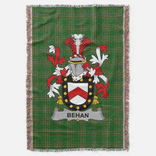 Irish Behan Coat of Arms Family Crest Ireland Deken