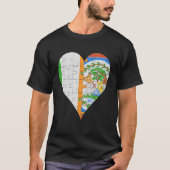 Irish Belizean Flag Heart T-shirt (Voorkant)
