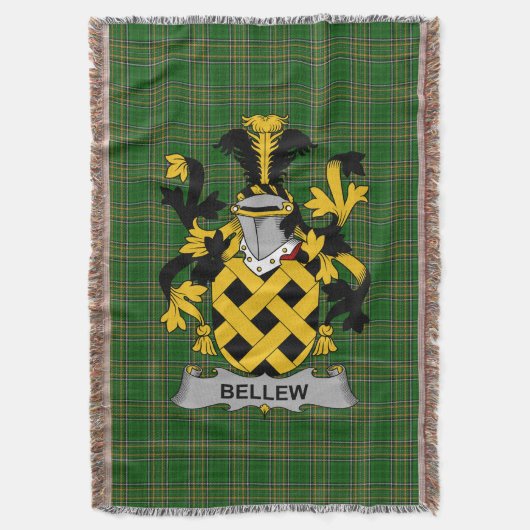 Irish Bellew Coat of Arms Family Crest Ireland Deken (Voorkant Verticaal)