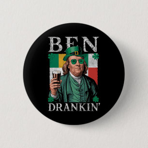 Irish Ben Drankin Beer - St Pattys Mannen en Dames Ronde Button 5,7 Cm