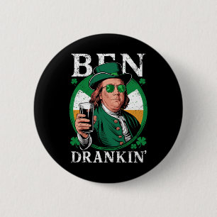 Irish Ben Drankin Beer - St Pattys Mannen en Vrouw Ronde Button 5,7 Cm
