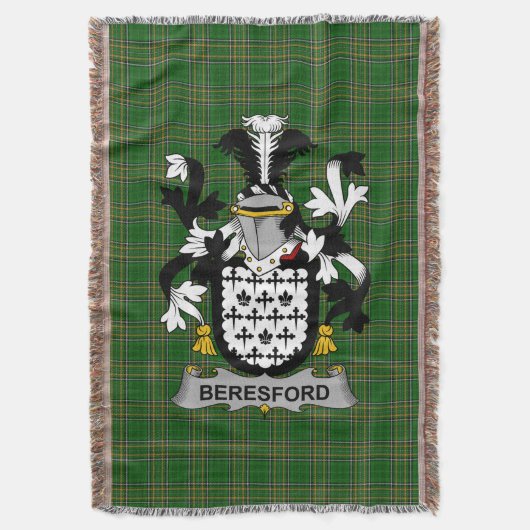 Irish Beresford Coat of Arms Family Crest Ireland Deken (Voorkant Verticaal)