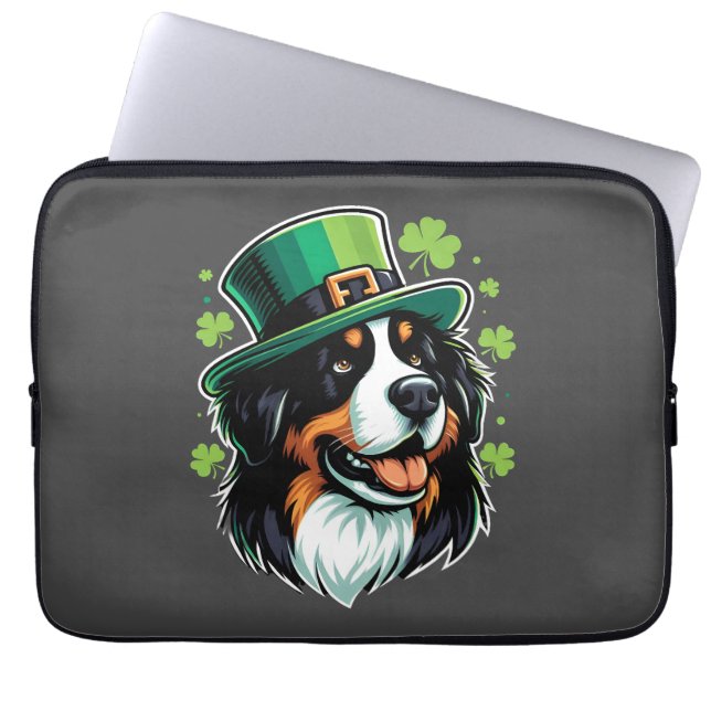 Irish Bernese Dog Leprechaun Pet St Patricks Day Laptop Sleeve (Voorkant)