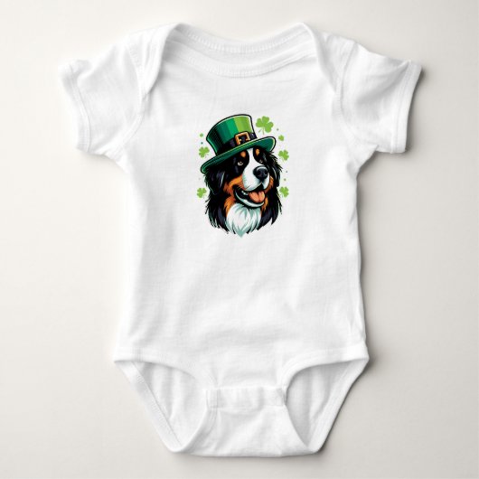 Irish Bernese Dog Leprechaun Pet St Patricks Day Romper (Voorkant)