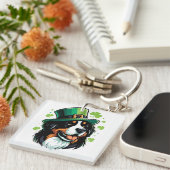 Irish Bernese Dog Leprechaun Pet St Patricks Day Sleutelhanger (Voorkant Rechts)
