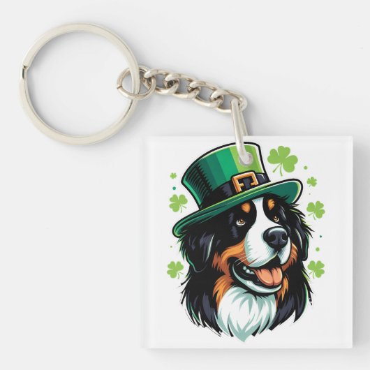 Irish Bernese Dog Leprechaun Pet St Patricks Day Sleutelhanger (voorkant)