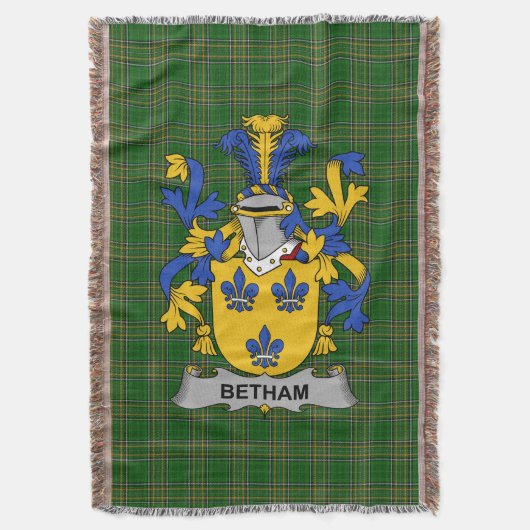 Irish Betham Coat of Arms Family Crest Ireland Deken (Voorkant Verticaal)
