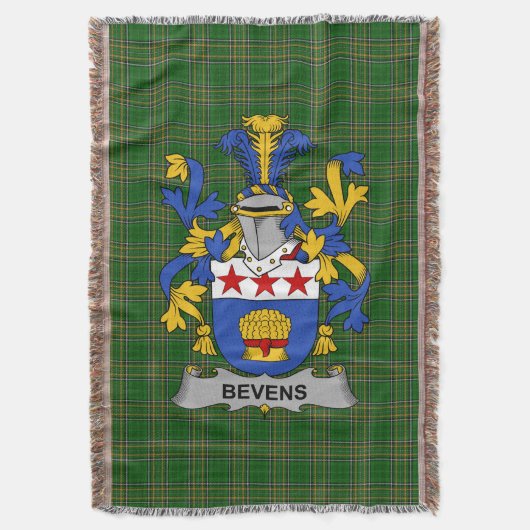 Irish Bevens Coat of Arms Family Crest Ireland Deken (Voorkant Verticaal)
