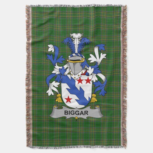 Irish Biggar Coat of Arms Family Crest Ierland Deken (Voorkant Verticaal)