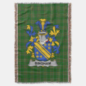 Irish Bingham Coat of Arms Family Crest Ireland Deken (Voorkant Verticaal)