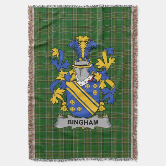 Irish Bingham Coat of Arms Family Crest Ireland Deken (Voorkant Verticaal)