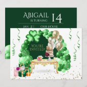 Irish Birthday Balloon Arch Green and Gold Party Kaart (Voorkant / Achterkant)