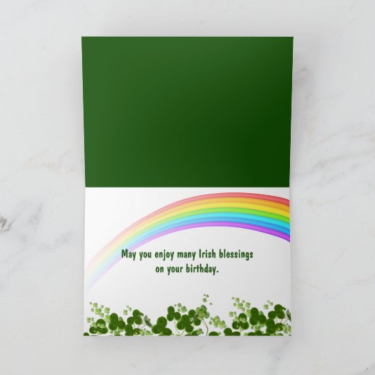 Irish Birthday Leprechauns in Shamrocks Kaart (Binnen)