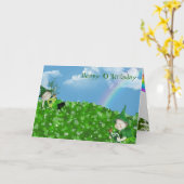Irish Birthday Leprechauns in Shamrocks Kaart (Gele Bloem)