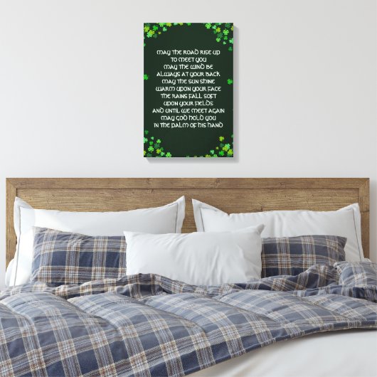 Irish Blessin - Shamrock Design Canvas Afdruk (Insitu (Slaapkamer))