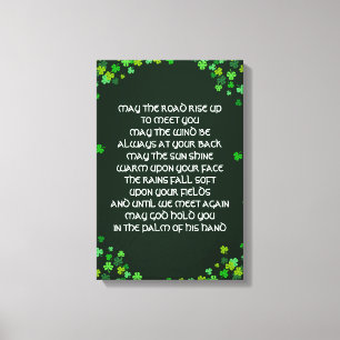 Irish Blessin - Shamrock Design Canvas Afdruk