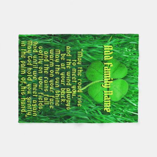 Irish Blessing Add Family Name Fleece Deken (Voorkant (Horizontaal))
