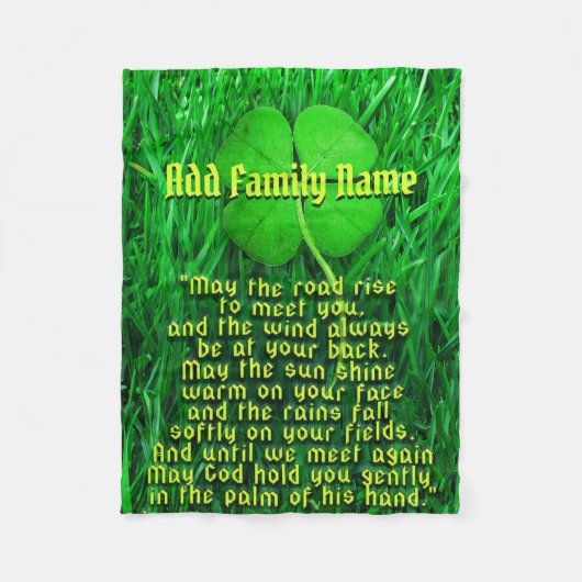 Irish Blessing Add Family Name Fleece Deken (Voorkant)