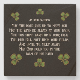 Irish Blessing and Shamrocks Black and Green Stenen Onderzetter