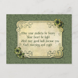 Irish Blessing and Shamrocks Briefkaart