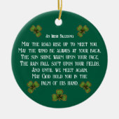 Irish Blessing and Shamrocks Green Typography Keramisch Ornament (Voorkant)