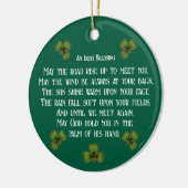 Irish Blessing and Shamrocks Green Typography Keramisch Ornament (Links)