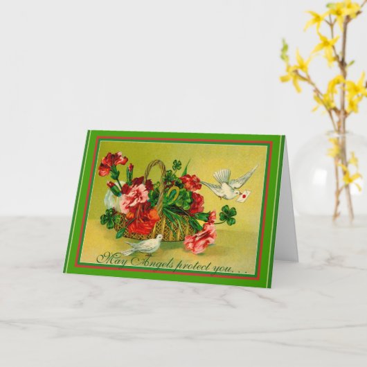 Irish Blessing Angels beschermt u St. Patrick's Kaart (Gele Bloem)